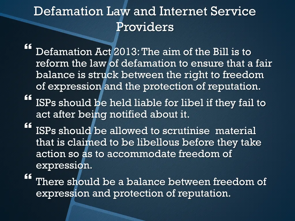 defamation law and internet service providers