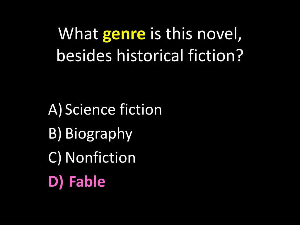 what genre is this novel besides historical 1