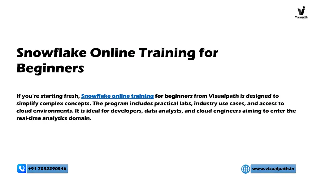 snowflake online training for beginners
