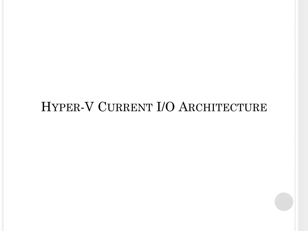 h yper v c urrent i o a rchitecture