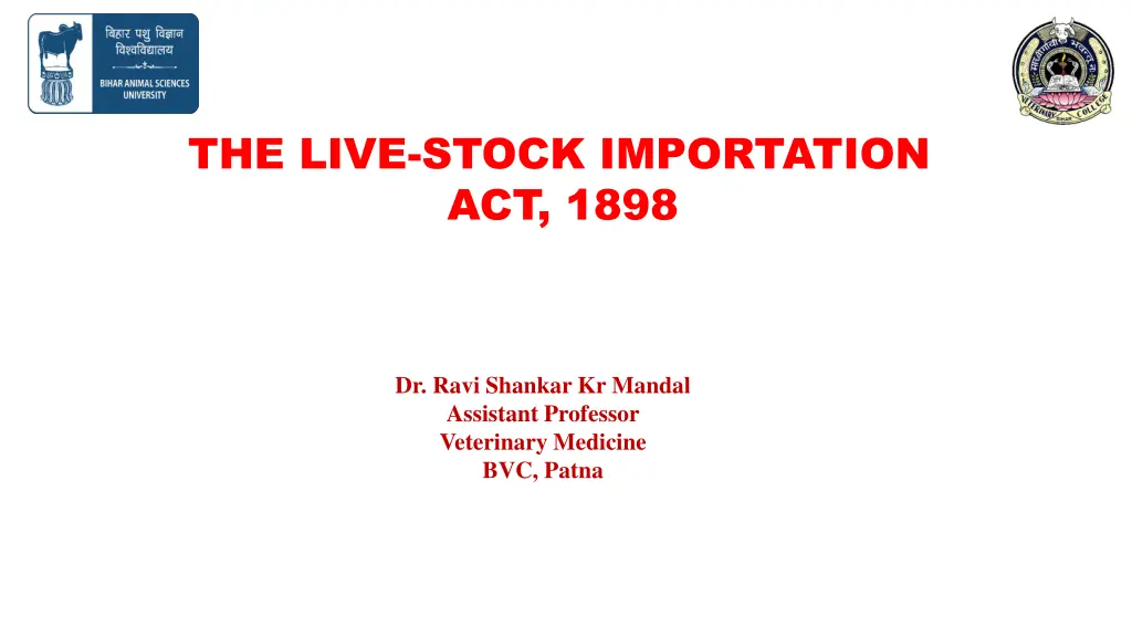 the live stock importation act 1898