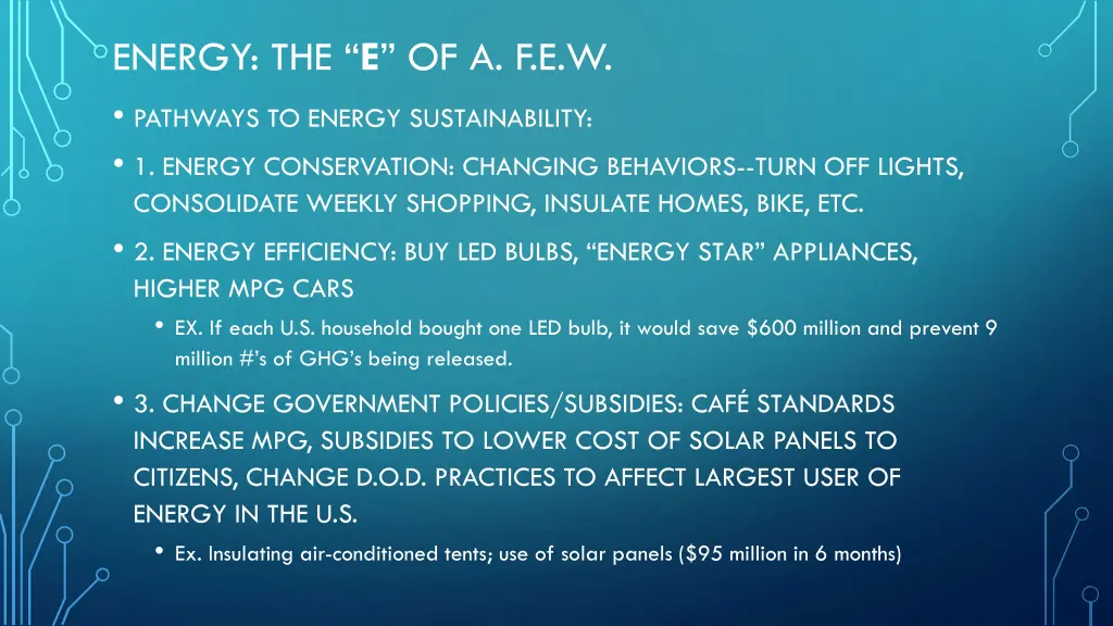 energy the e of a f e w pathways to energy