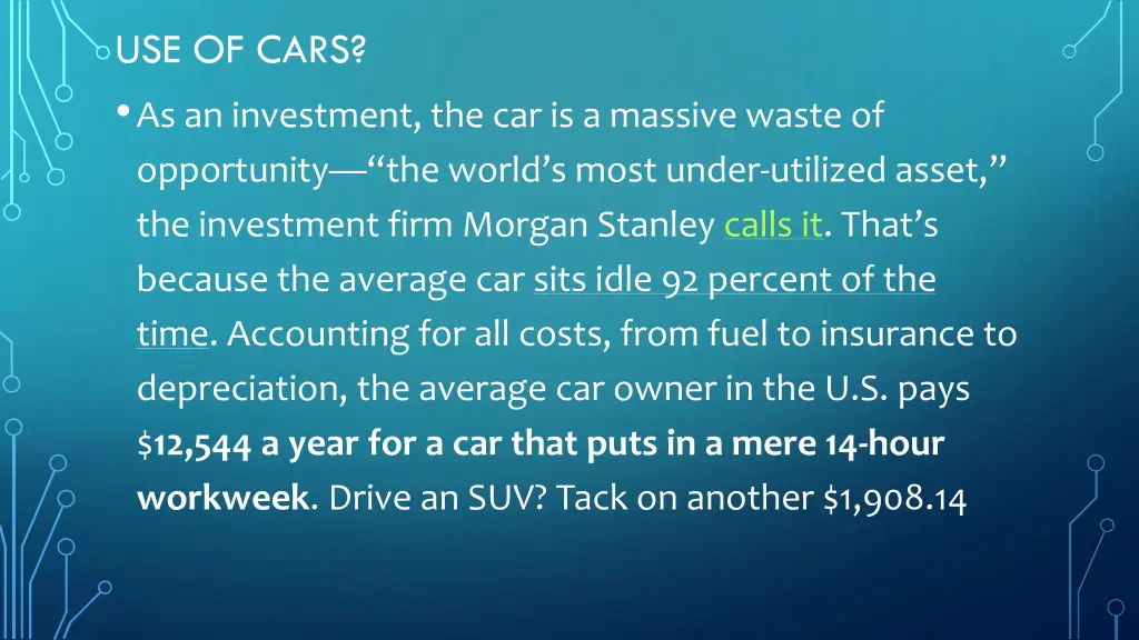 use of cars as an investment the car is a massive