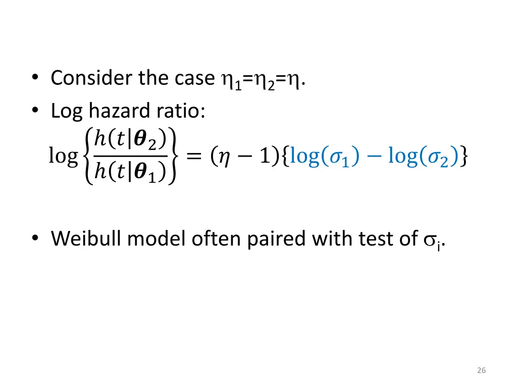 consider the case 1 2 log hazard ratio 2 1