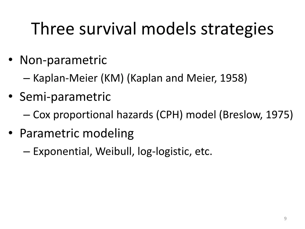 three survival models strategies