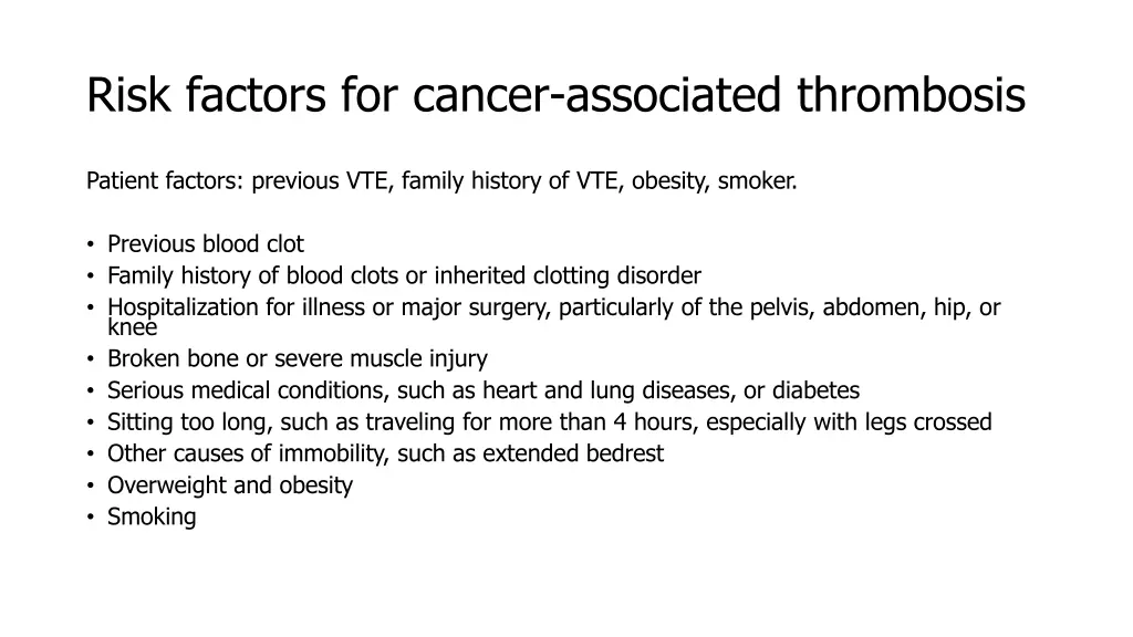 risk factors for cancer associated thrombosis 3