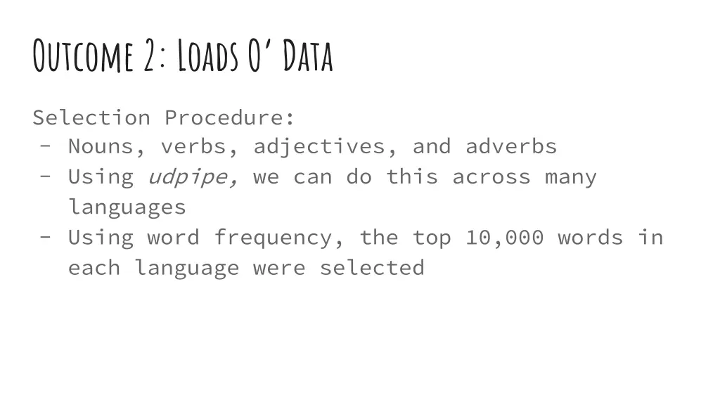 outcome 2 loads o data 10