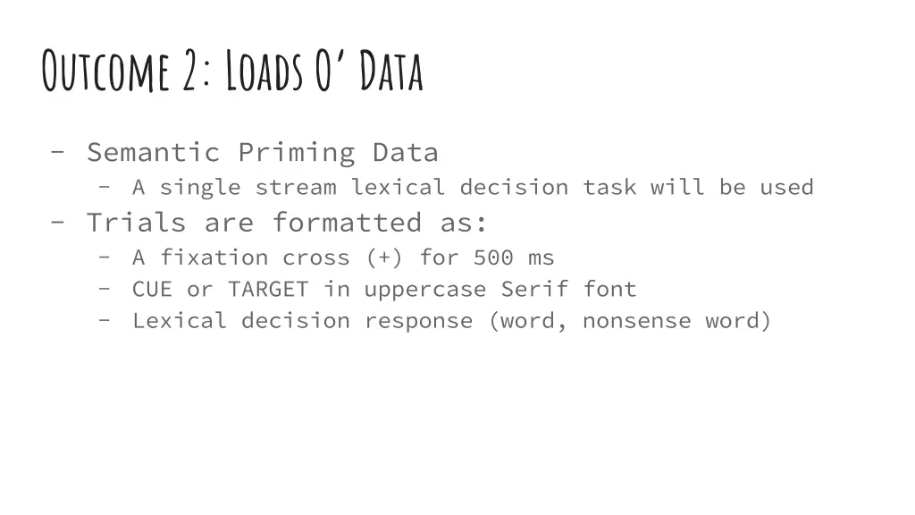 outcome 2 loads o data 18