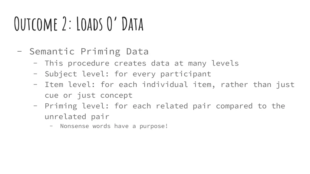 outcome 2 loads o data 19
