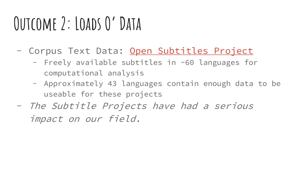 outcome 2 loads o data 7