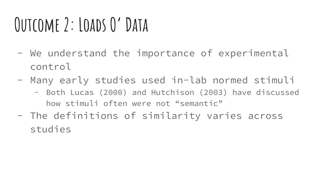 outcome 2 loads o data