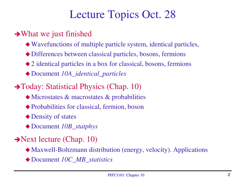 lecture topics oct 28