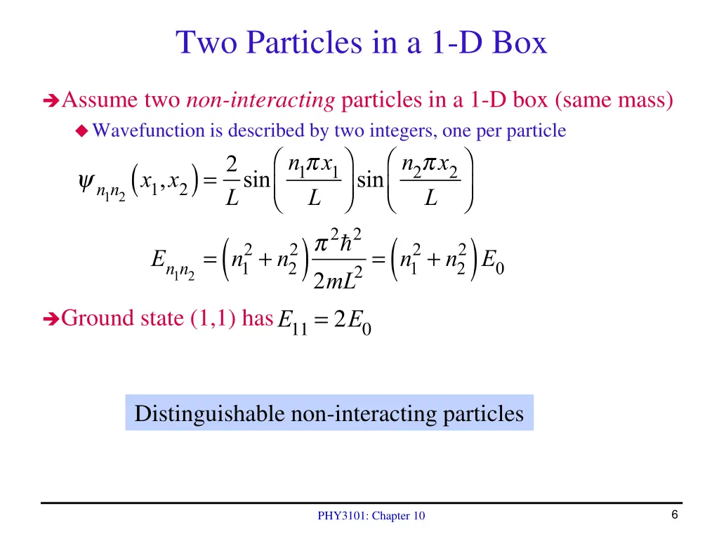 two particles in a 1 d box