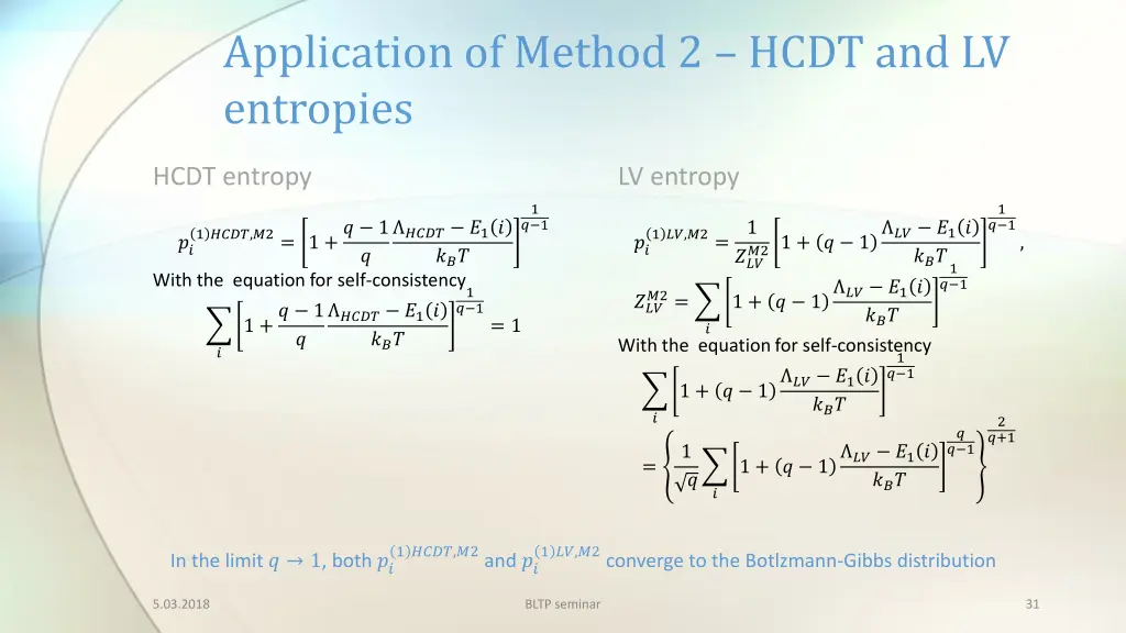 application of method 2 hcdt and lv entropies