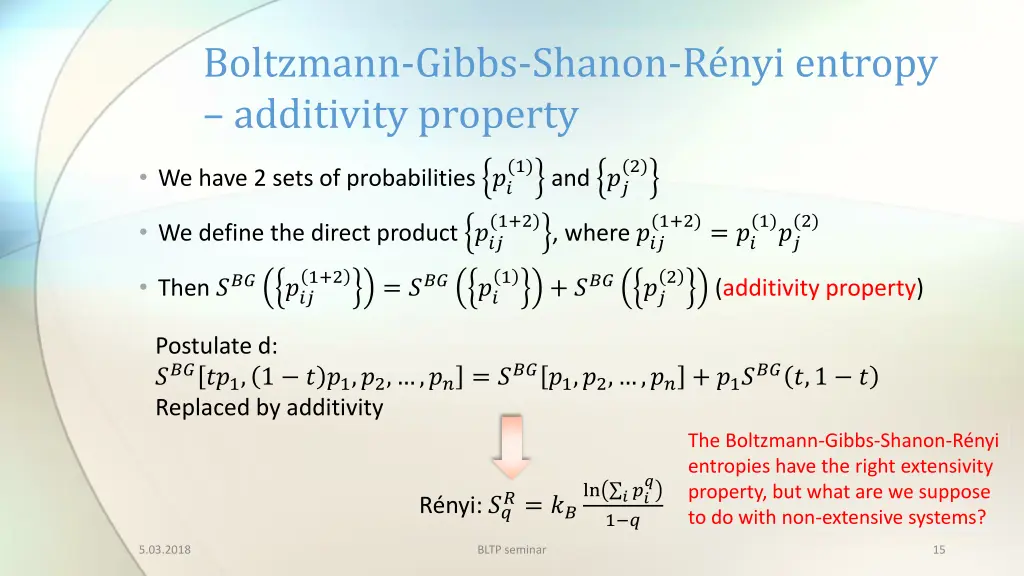 boltzmann gibbs shanon r nyi entropy additivity
