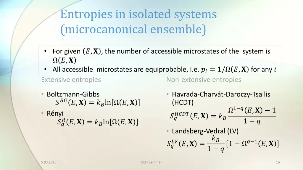 entropies in isolated systems microcanonical