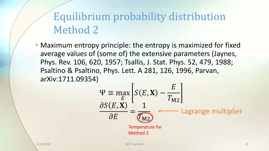 equilibrium probability distribution method 2
