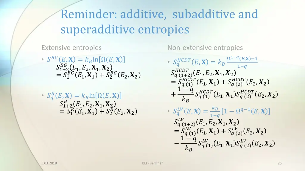 reminder additive subadditive and superadditive