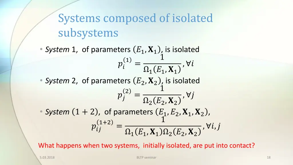 systems composed of isolated subsystems