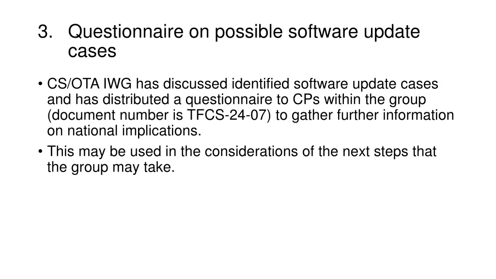 3 questionnaire on possible software update cases 2