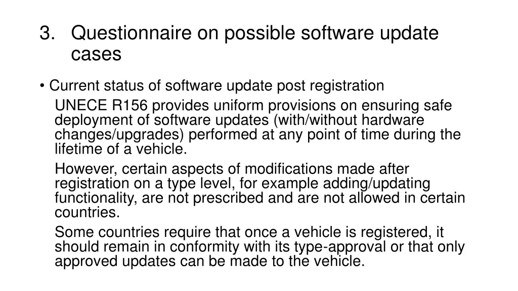3 questionnaire on possible software update cases