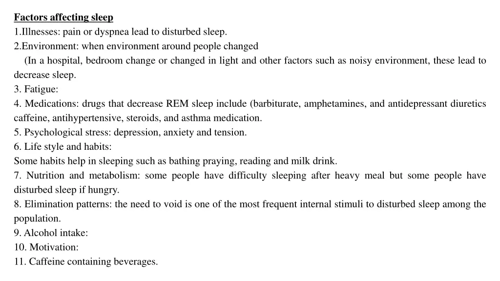 factors affecting sleep 1 illnesses pain