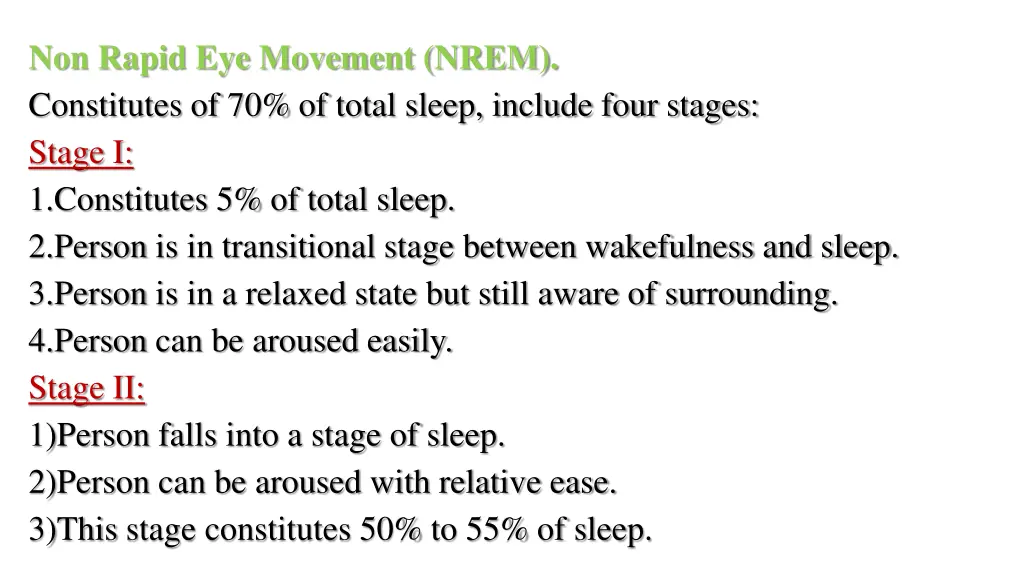 non rapid eye movement nrem constitutes