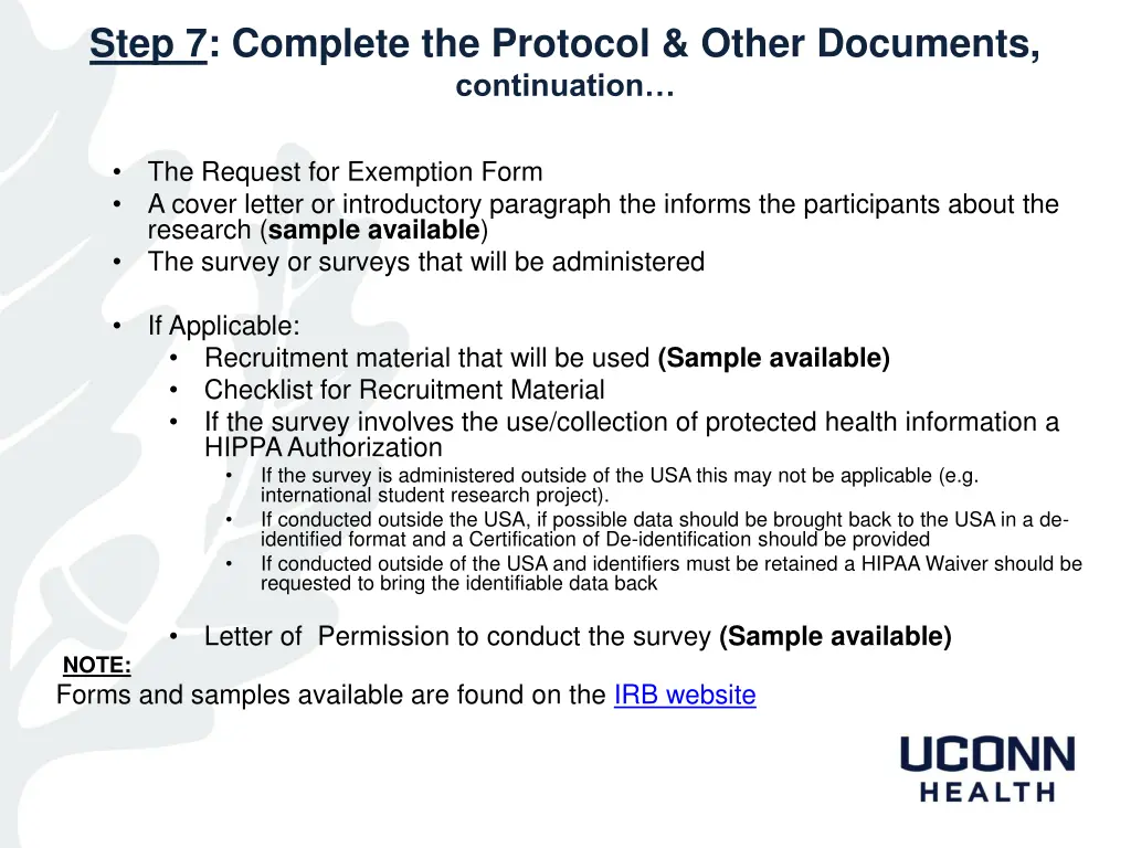 step 7 complete the protocol other documents 1