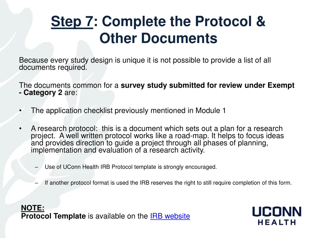 step 7 complete the protocol other documents