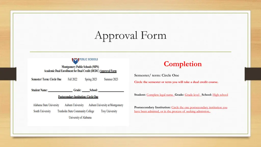approval form