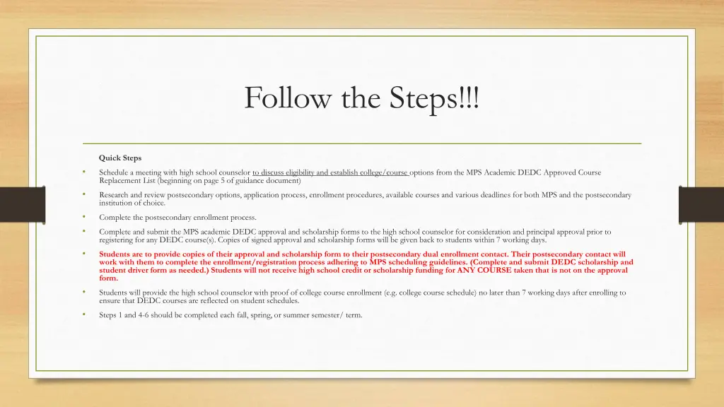 follow the steps