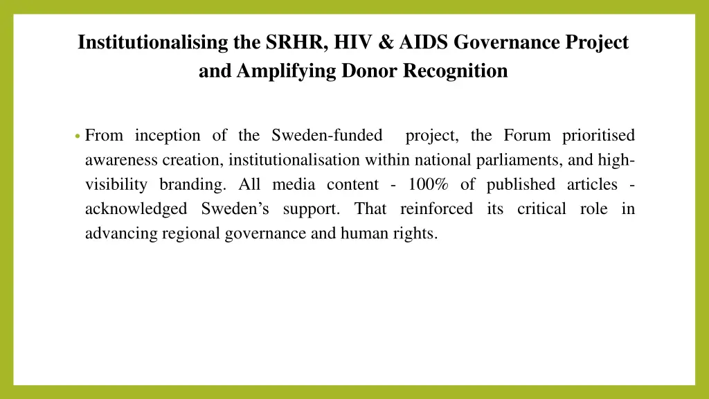 institutionalising the srhr hiv aids governance