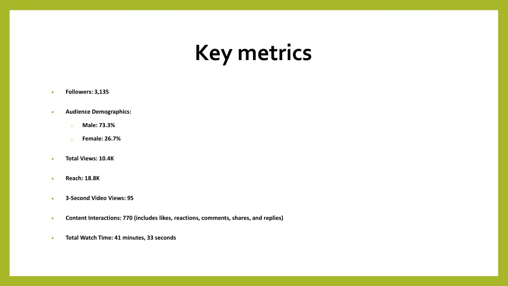 key metrics