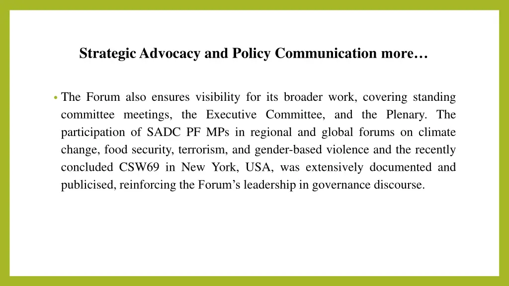 strategic advocacy and policy communication more