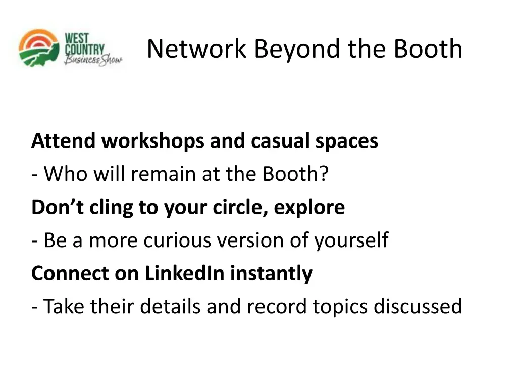 network beyond the booth
