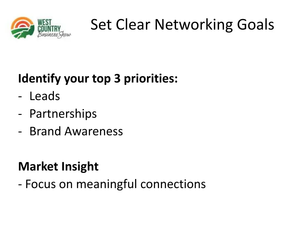 set clear networking goals