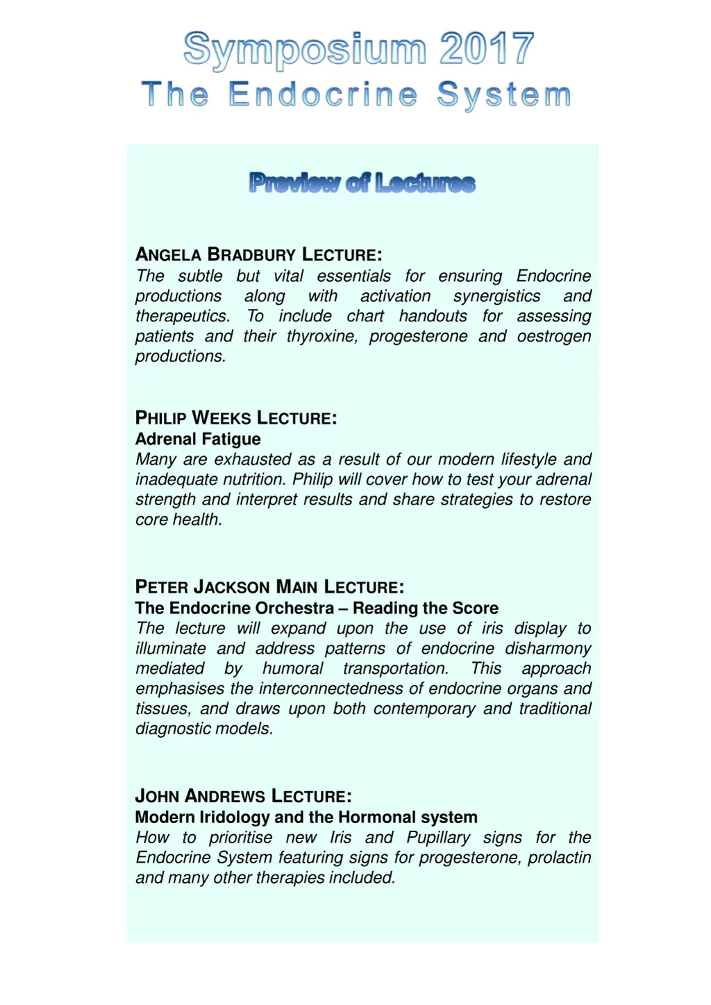 preview of lectures