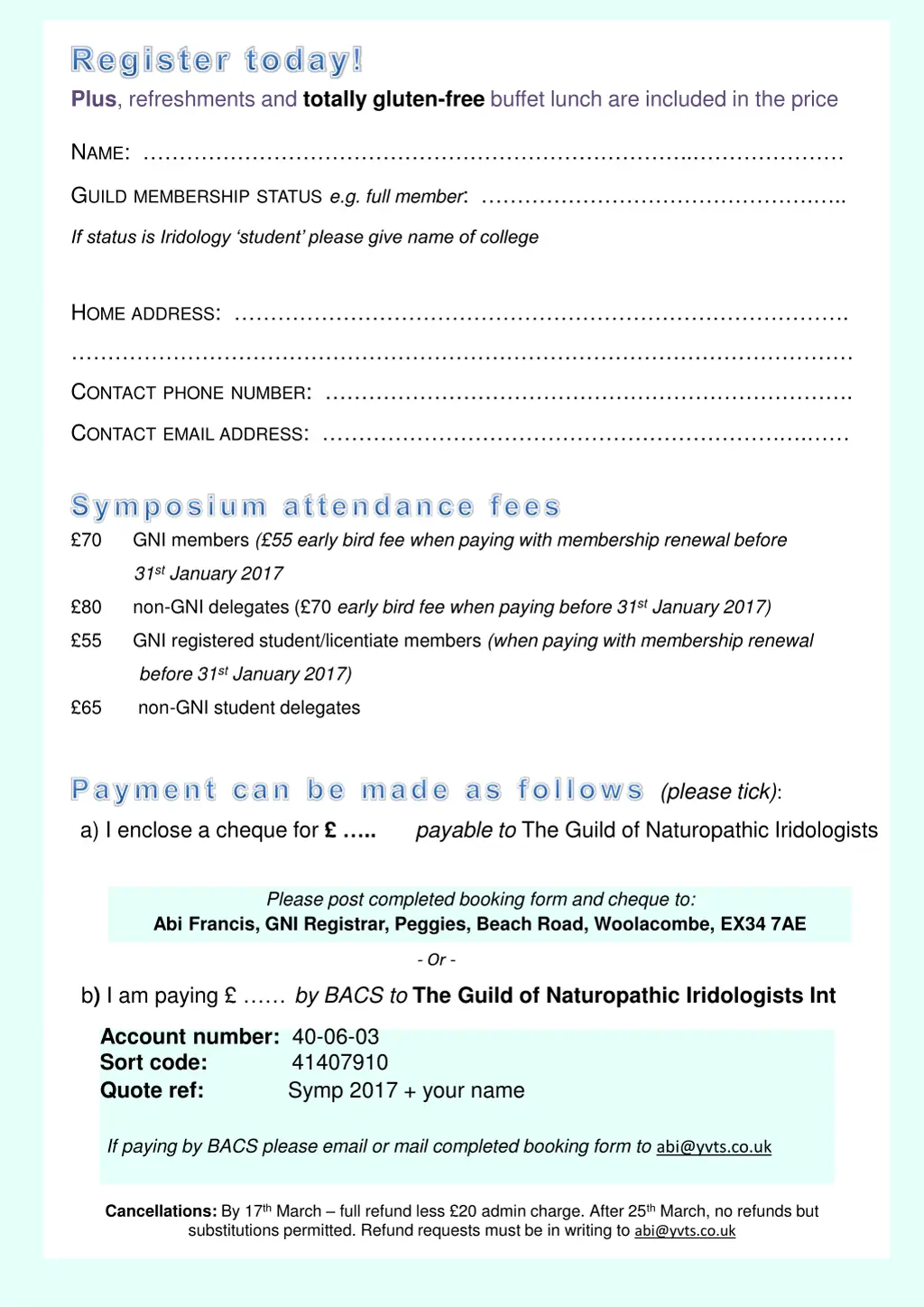 register today plus refreshments and totally