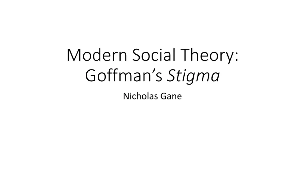 modern social theory goffman s stigma