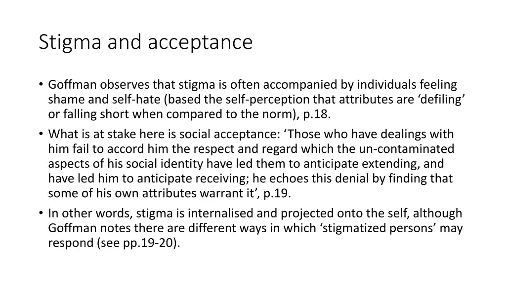 stigma and acceptance