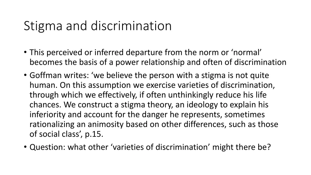 stigma and discrimination