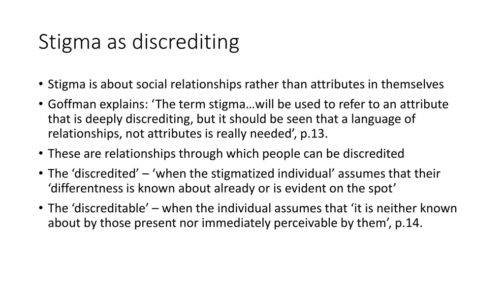 stigma as discrediting