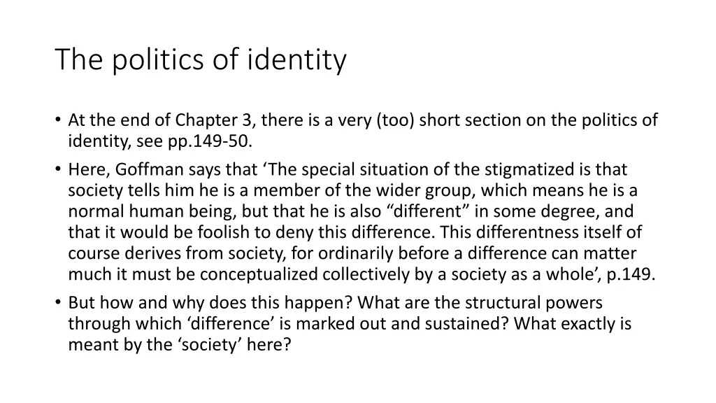 the politics of identity