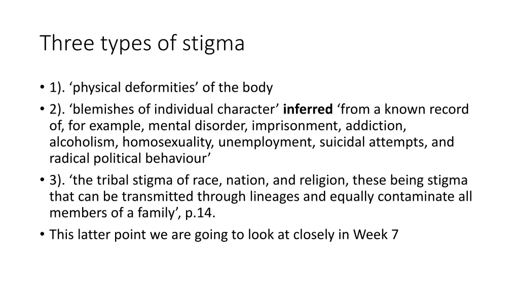 three types of stigma