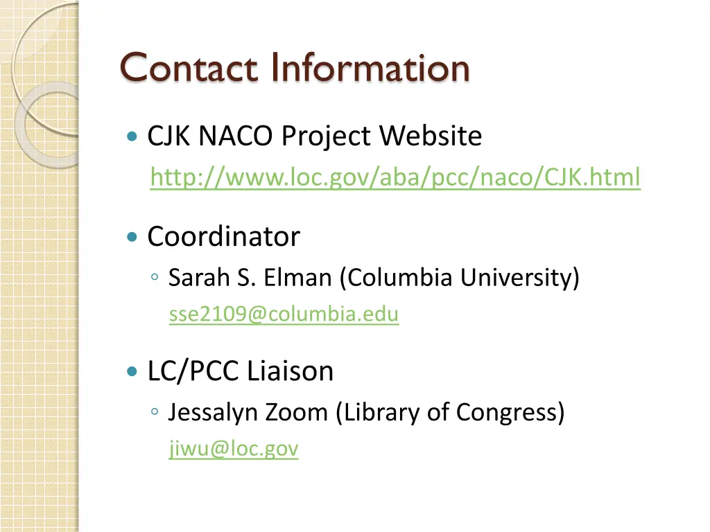 contact information