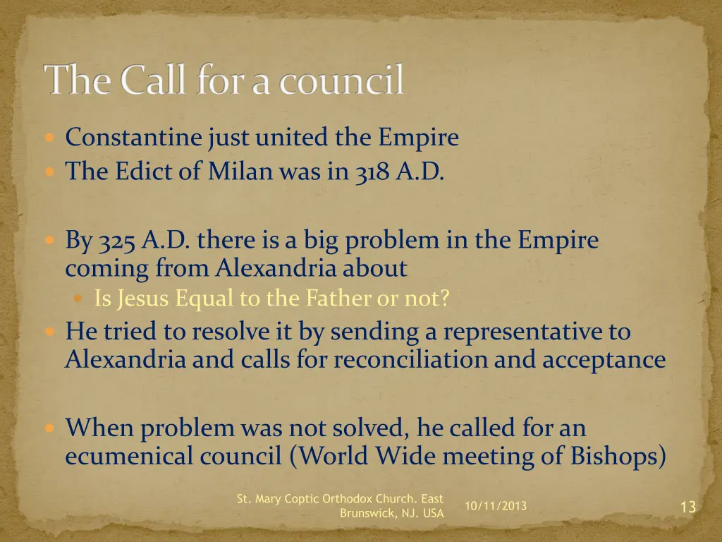 the call for a council