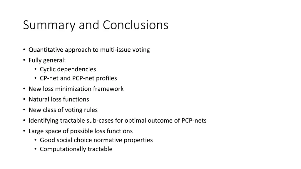 summary and conclusions