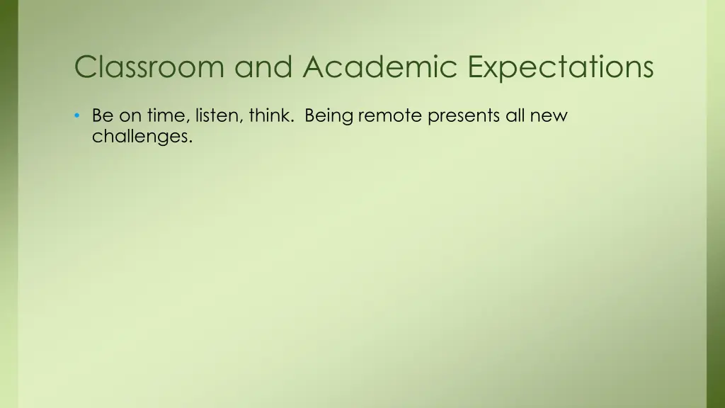 classroom and academic expectations