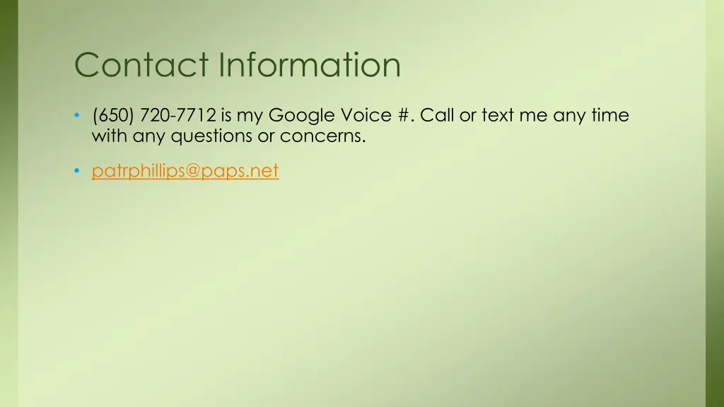 contact information