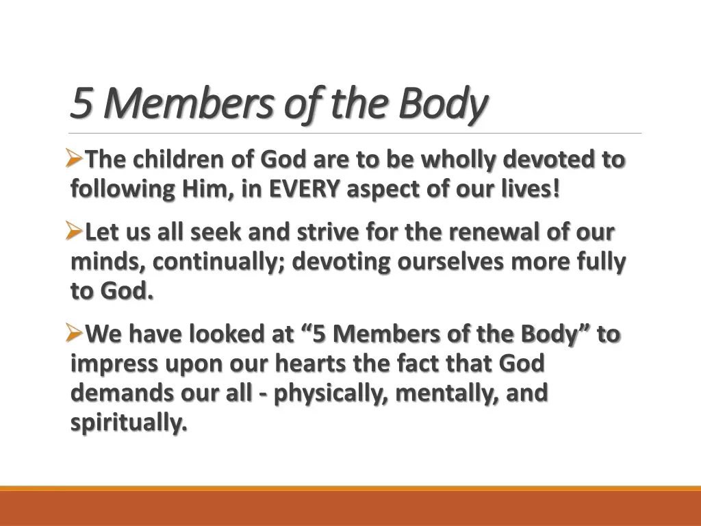 5 members of the body 5 members of the body